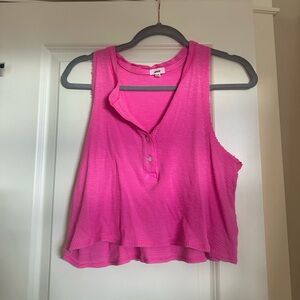 Aerie Hot Pink Cropped Polo Tank